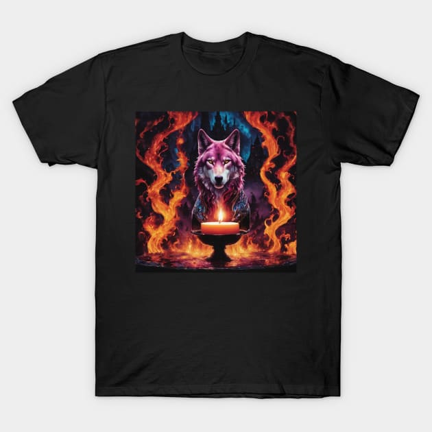 fire wolf design T-Shirt by nonagobich